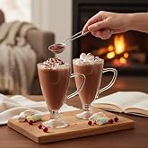 ODİ HOME 2 Adet Cam Latte Bardağı Kulplu Cam Kahve Bardağı 300 ml