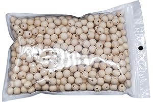 NC 500 perline in legno naturale non rifinito da 12 mm, per ghirlande, decorazioni artigianali e fai da te, adatte per decorazioni per la casa, macramè e per creare gioielli e artigianato fai da te