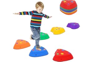 NUKDEY Balance Stepping Stones for Kids 6pcs Non-Slip Stackable Balance Blocks Toy Obstacle Course Indoor Outdoor Toddlers Sensory Play Equipment Toys Promotes Balance Coordination Gift for Boys Girls