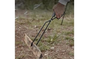 SPORTARC Pince à bûches en fonte robuste en acier inoxydable, 1 pince à feu, noire, 400 g, comme sur les photos