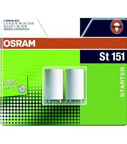 Avviatore ST151 LONGLIFE OSRAM – 220-240V, Per Lampade Fluorescenti 4-22W, Sostituisce 63000233 E 63000232