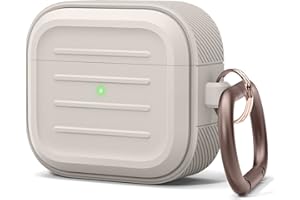 elago Army Case with Keychain Compatible with AirPods 3 - Supports Wireless Re-Charging, Shock Resistant and Provides Full Protection (Stone)