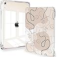 Feams Case for iPad Air 11-inch M2 (2024), 5th/4th Generation 10.9 Inch 2022/2020 Clear Back With Auto Sleep & Pencil Holder, Abstract Line Art