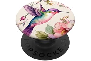 Kolibri-Blumenwatercolor-Rosa-lila Farben-Blumen PopSockets mit austauschbarem PopGrip
