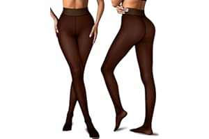 Vertvie Collant Polaire Femme Effet Transparent, Leggings Thermiques Epais Translucide Extensible Collant Chaud d'hiver Opaques Pantalons Taille Haute