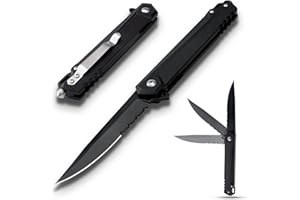 GVDV Cuchillo Plegable de Bolsillo 7Cr17 Acero Inoxidable, Navaja de Bolsillo EDC con Mango FRN & Bloqueo de Seguridad, Cuchillo de Caza con Rompevidrios para Supervivencia