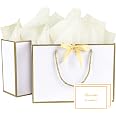 2 Sacs Cadeaux Luxe XXL Avec Noeud - Rose Et Noir - Inclus Cartes Et Papier De Soie