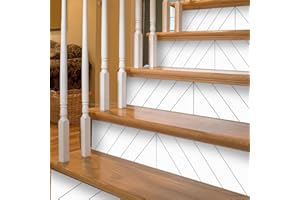 Neukids 14Pcs 100x18cm Stair Sticker, Herringbone Geometric Pattern Self Adhesive Stair Riser Decals, Kitchen Bathroom Tile Sticker, Stair Fireplace Furniture etc DIY Home Art Decoration