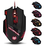 Zelotes Mouse Gaming,8 Pulsanti Programmabili Mouse Ergonomico,9200 DPI USB Ottico Mouse da Gaming,RGB Mouse con Filo per PC,