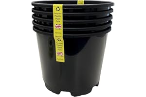 Kingston Tools Premium Recycled Plastic Garden Planter Pot – Heavy Duty Plant Flower Pots – Indoor Outdoor Home Décor Gardening Planters – Capacity: 15L, Black – Pack of 5
