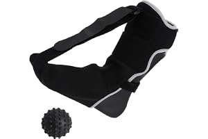Vossot Plantar fasciit nattskena med massageball, bekväm nattskena plantar fasciit & hälsporre bandage, justerbar fotskena lindra fotsmärta, fotled för kvinnor och män