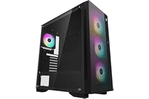 DeepCool PC Gehäuse Gaming MATREXX 55 Mesh ADD-RGB 4F Mid Tower E-ATX Unterstützung mit 4 ARGB Lüfter 4 mm Seitenverkleidung Mesh-Front CF 120 I/O RGB-Steuerung, Schwarz