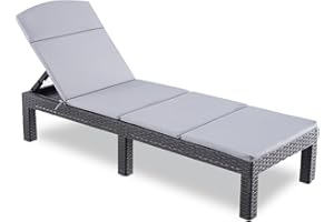 BOLLI Bain de Soleil - Chaise Longue Jardin Exterieur - Résine Imitation rotin tressé - Coussin - Dossier réglable - Gris Sparkle (Bain de Soleil (avec Coussin))
