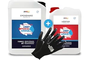 LONGFAIR Resina Epossidica Transparente 10,2kg Bicomponente A+B | Transparente Effetto Acqua per creazioni trasparente | Resina per gioielli + Guanti di protezione, comprese le istruzioni italiane