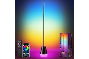 Ledronix LED Stehlampe für Wohnzimmer, App & Fernbedienung, 68 Szenen 16 Millionen Farben mit Musik-Synchronisation und Timer, Dimmbare Stehlampe mit Farbwechsel und Leuchtendem Sockel
