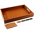 Birch & Co. Wooden Tray for Serving - 10 inch x 15 inch - Serving Tray - Tray Set for Decoration - Tea Trays - Big Coffee Tray - Premium MDF Trey - Wooden Serving Trays - Resin Tray, Tan