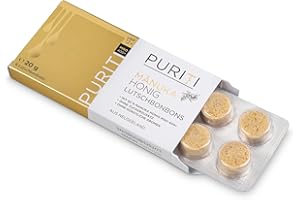 PURITI Manuka cukierki miodowe MGO 400+ z Nowej Zelandii z 92% miodu Manuka, bez dodatku cukru, bez sztucznych dodatków – 8 cukierków do ssania, 20 g