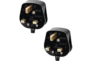 Double Dragon 13 Amp UK 3-Pin Plug | Heavy-Duty Rewireable Electrical Plug | Durable & Safe PC Flame Retardant Material | BS1363 & BSI Certified | Cord Grip for Secure Wiring (Pack of 2, Black)