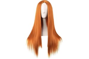 MapofBeauty 28 pulgadas/70 cm moda monocromo longitud recta peluca de fibra de alta temperatura peluca normal (naranja claro)