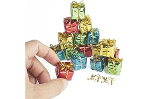 Odoria Dollhouse presentförpackning miniatyr: 16 st 1/12 skala inslagna presenter färgglada för jul älva figur diorama – lite