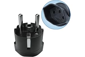 DENTJET Spina Adattatore Svizzera/Liechtenstein a UE, Spina Svizzera Spina a 3 pin su Presa DE/FR/IT/ES a 2 Pin per Visitatori Svizzera/Liechtenstein (1 Pezzo Nero)