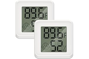 ORIA Mini cyfrowy termometr z higrometrem, 2 sztuki termohigrometru LCD, wskaźnik komfortu, termometr pokojowy do pokoju dziecięcego, sypialni, salonu, biura, szklarni