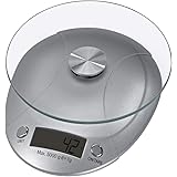 Xavax Balance de cuisine "Milla" (LCD, argent, 150 x 190 x 35,5 mm, 3,55 cm, CR2032) Argent/Transparent