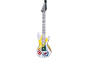 W WIDMANN MILANO PARTY FASHION WIDMANN 23943 - Inflatable Funky Guitar With Strap, Adult Unisex, Length 105 cm, 60s, Rockstar, Pop Star, Punk, Musicians, Carnival, Theme Parties