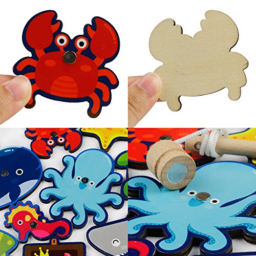 Wooden Magnetic Fishing Game Set Jigsaw Puzzles Board Ocean Fish Toy for Kids Children Age 3+ reviews Wooden Magnetic Fishing Game Set Jigsaw Puzzles Board Ocean Fish Toy for Kids Children Age 3+