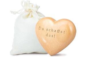 damoguin Handschmeichler, Du schaffst das Holz Herz enthält Geschenkbeutel, das Du als Glücksbringer, Prüfung Amulett, Mutmacher Kinder, Gute Besserung, Lieblingsmensch Glück Geschenk（Frau&Mann）