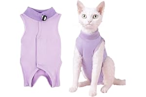 KAIYAYA Katzenbody Nach Op Erholungsanzug Kleidung Modal Recovery Kastration Katze Erholung Anzug für Spay Bauchwunden Weiblich Katzenbekleidung Nach Op Gewicht 2-4 kg Katze Operation(lila)