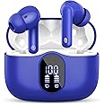 Wireless Earbuds, Bluetooth 5.3 Headphones In Ear with 4 ENC Noise Cancelling Mic, 2025 Bluetooth Earphones Mini HI-FI Stereo Sound, LED Display Wireless Headphones 36H Playtime IP7 Waterproof, Blue