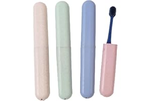 LUXIREMI Reise-Zahnbürstenetui, tragbare Reise-Zahnbürstenhalter, Zahnbürsten-Aufbewahrungshüllen, Boxen für Reisen, Camping, Geschäftsreisen, Urlaub, 4 Stück, Grün, Rosa, Blau, Beige, Beliebig