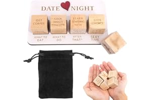 NYASAA Wooden Date Night Dice for Couples - Romantic Games with Pouch Storage for Dating, Valentine's Day, Weddings, Anniversaries & Birthdays