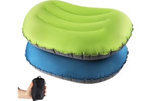 SWAWIS Lot de 2 Oreiller Camping Coussin de Plage Oreiller Gonflable Coussin Gonflable Plage Compact Confortable Ultraléger Oreiller de Voyage Gonflable pour Randonnée Camping, Bleu Foncé+Vert