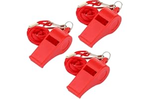 LONSVTTU 3 Stück rote Pfeifen mit Umhängeband, Kunststoff-Sportpfeifen für Rettungsschwimmer Trainer, 4,7 x 4,6 cm