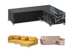 GELLDG Abdeckung für Gartenmöbel L-Form, Schutzhülle für Loungemöbel L Form Lounge Abdeckung (Linke Lang-Rechte Kurz) Wasserdicht, 420D Oxford Sofa Abdeckung für Lounge Sofa, Ecksofa - 270 x 210 x 90/65cm