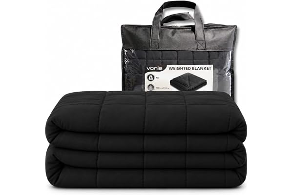 Vonia Tyngdtäcke för vuxna 9 kg, viktad filt 150x200 cm, svart | Weighted blanket för säng och soffa, djupt tryck som känns som en kram när du varvar ner på kvällen, män och kvinnor