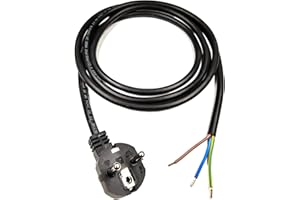 SPY-EARPIECE.COM Kabel z wtyczką i tulejami końcowymi, wtyczka 230 V, 16 A, 3 metry, kabel przyłączeniowy z wtyczką, kabel zasilający ze stykiem ochronnym, kabel zasilający z tulejami zaciskowymi, IP20, czarny
