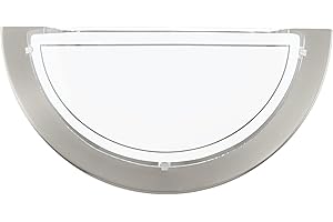 ‎EGLO EGLO Wandlampe Planet 1, 1 flammige Wandleuchte, Wandbeleuchtung für Innen aus Metall und Glas, Wohnzimmerlampe in Silber, Weiß, Flurlampe halbrund mit E27 Fassung