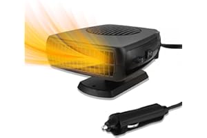 QIDOE Termoventilatore Auto 12V: 200W Riscaldatore e Ventilatore Portatile, Stufetta per Auto con Base Girevole 360° Riscaldamento Rapido Sbrinatore per Parabrezza con Accendisigari per Auto, Bus, Taxi, SUV