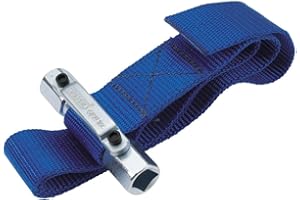 Draper Strap Wrench 280mm | 3/8" and 1/2" Sq. Dr Oil Filter Removal Tool | Adjustable Car Universal Hand Tool | 56137, Blue