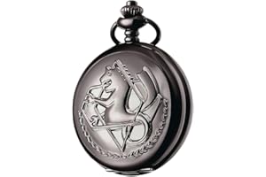 BOSHIYA Fullmetal Alchemist Montre de poche avec boîte de chaîne pour cosplay Accessoires Anime Merch Alchemist Bright Black