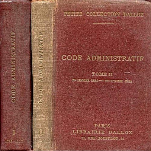 CODE ADMINISTRATIF, 2 TOMES