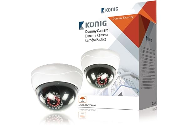 König SAS-DUMMYCAM95 Caméra dôme CCTV factice avec 25 LED IR, Blanc