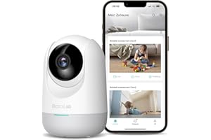 BOTSLAB 2K Überwachungskamera Innen, Babyphone mit Kamera, 360° WLAN Kamera überwachung mit Bewegungserkennung & Geräuscherkennung, 2-Wege-Audio, Nachtsicht, Kompatibel mit Alexa, 2,4Ghz WiFi