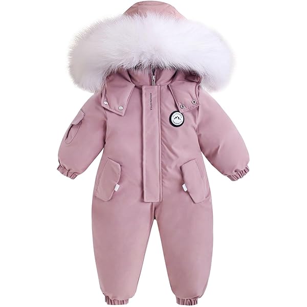 Uniseks Baby Meisjes Jongens Skipakken met Bontkraag Capuchon Winddicht Winteroverall Warm Dikke Sneeuwoverall Stijlvol Sneeuwpak