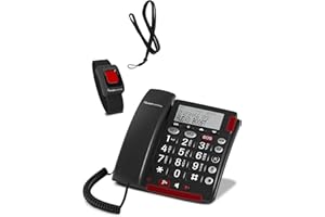 AMPLICOMMS Telefono Anziani Amplificato Salvavita Telesalvavita Telesoccorso SOS Pendente Telecomando Bracciale Polso SalvaLaVita Emergenza Volume Amplificato Compatibile Apparecchi Acustici
