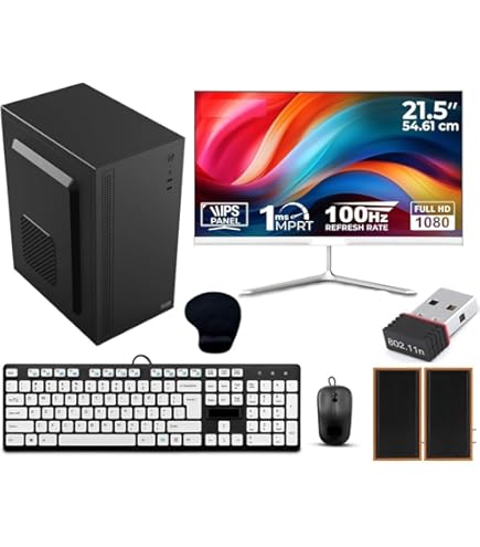 Desktop Computer Set with i3 6100, 8GB RAM, 256GB SSD, 22-inch