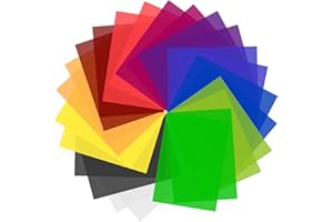 WEINIDASI Film de Couleur Gel pour Lampe Projecteur - 24 Pièces Filtre Transparent Correction Couleur - Photo Studio Stroboscope LED, Matériaux d'Artisanat